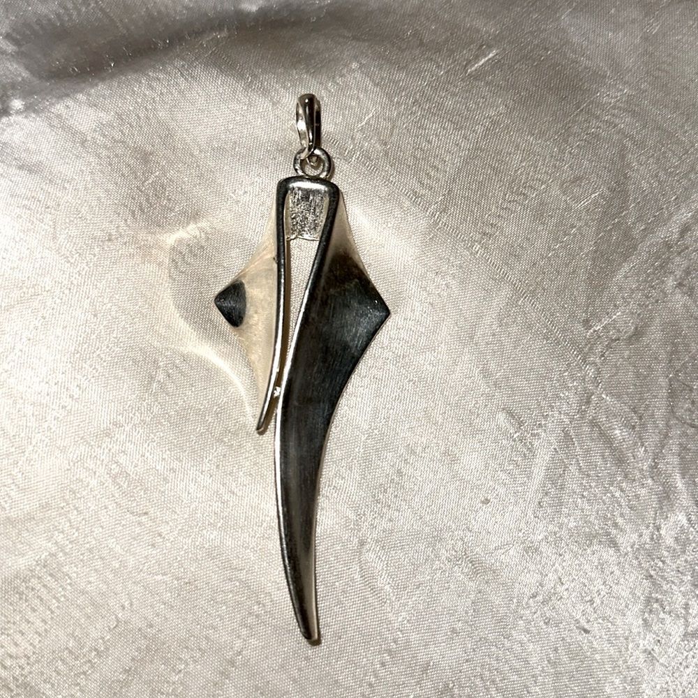 Vintage modernist silver tone large pendant